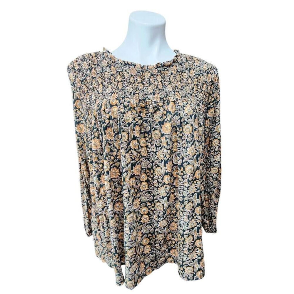 Wonderly floral peasant top multicolor size 1X long‎ sleeve blouse